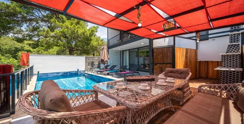 Kaş İslamlar'da Doğayla İç İçe, Özel Havuzlu, 2+1 Kiralık Villa görsel 2
