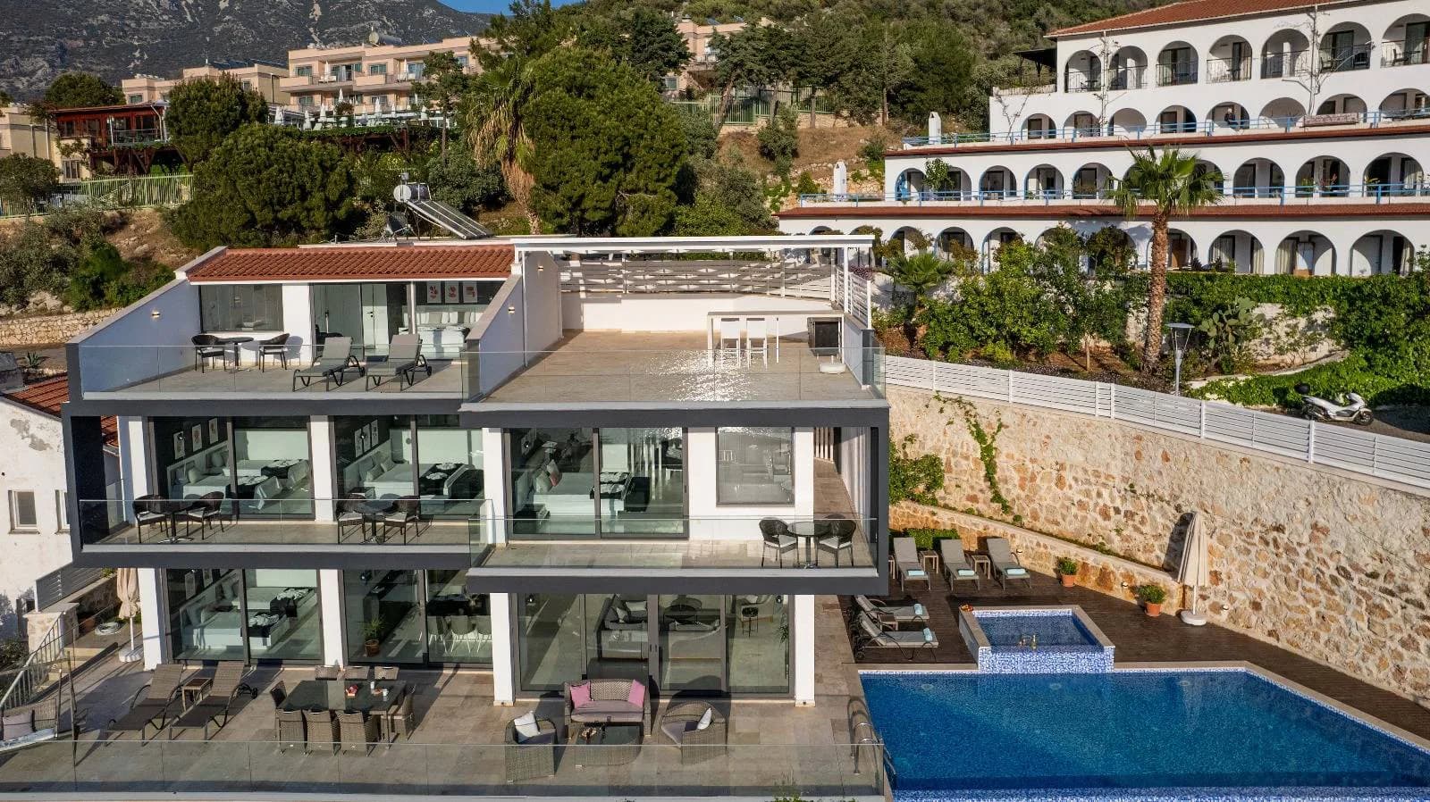 Kaş Kalkan'da Geniş Ailelere Uygun, Sonsuzluk Havuzlu, Modern Villa görsel 2