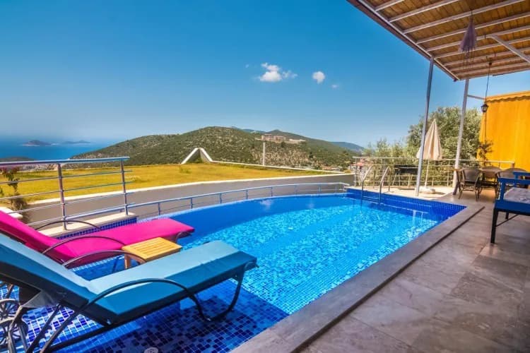 Kaş İslamlar'da Muhteşem Deniz Manzaralı, Özel Havuzlu, Romantik Villa görsel 2
