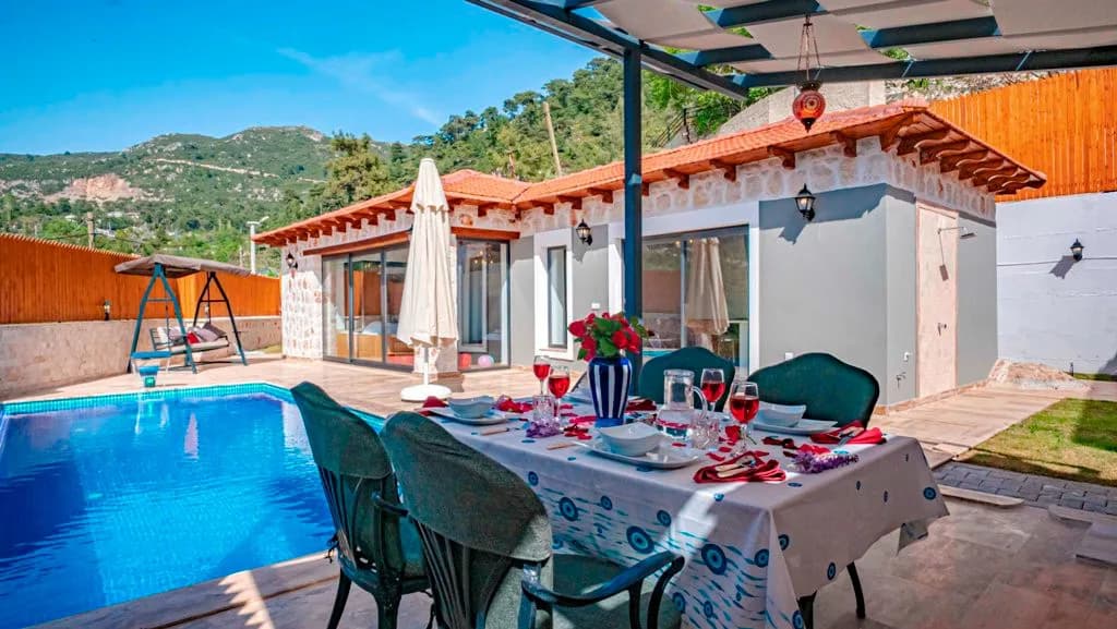 Kaş İslamlar'da Gözlerden Uzak, Özel Havuzlu, Jakuzili, Taş Villa görsel 1