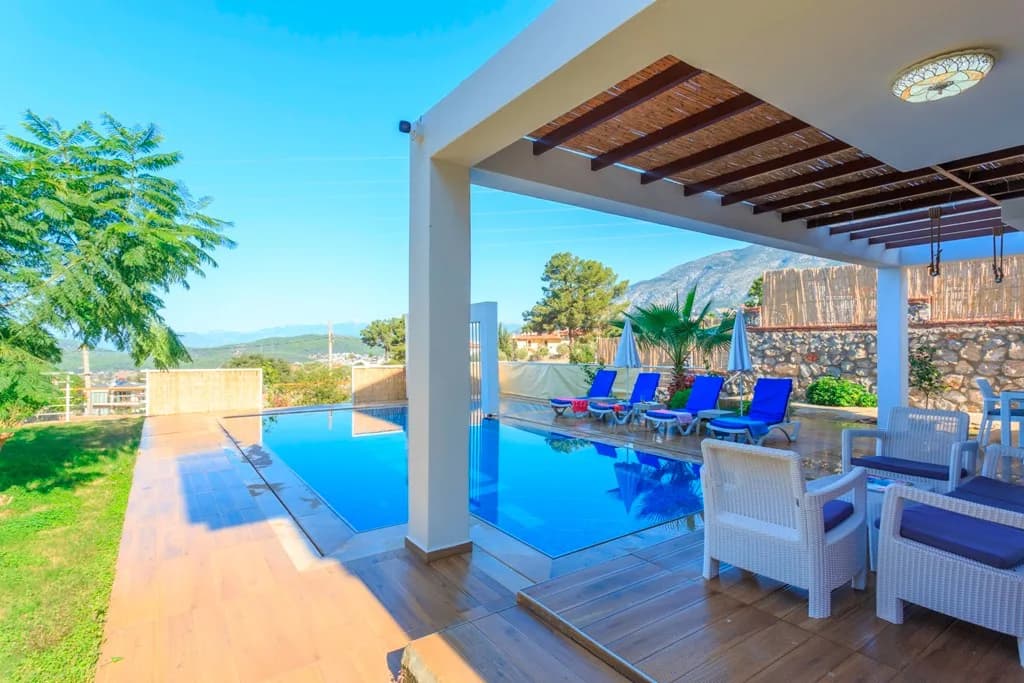 Fethiye Ölüdeniz'de Vadi Manzaralı, Özel Havuzlu, Modern Kiralık Villa görsel 3