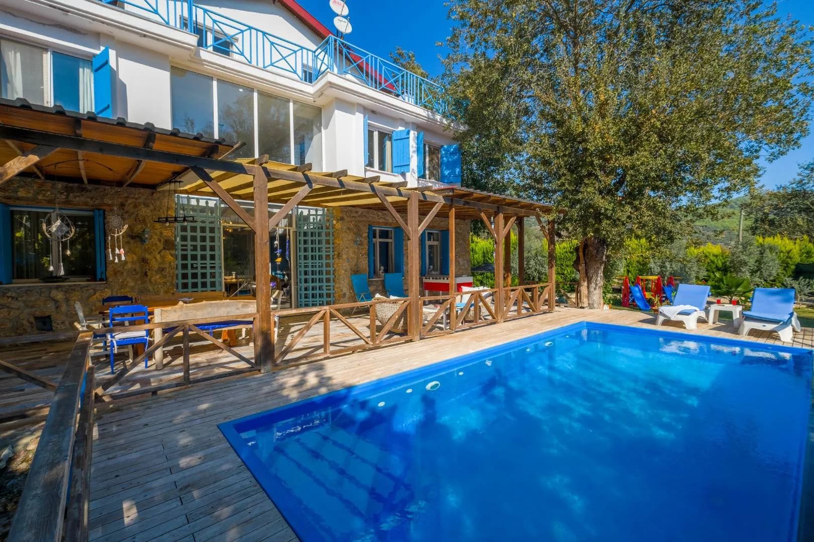 Fethiye Kayaköy'de Doğa Manzaralı, Özel Havuzlu, Kiralık Villa görsel 2