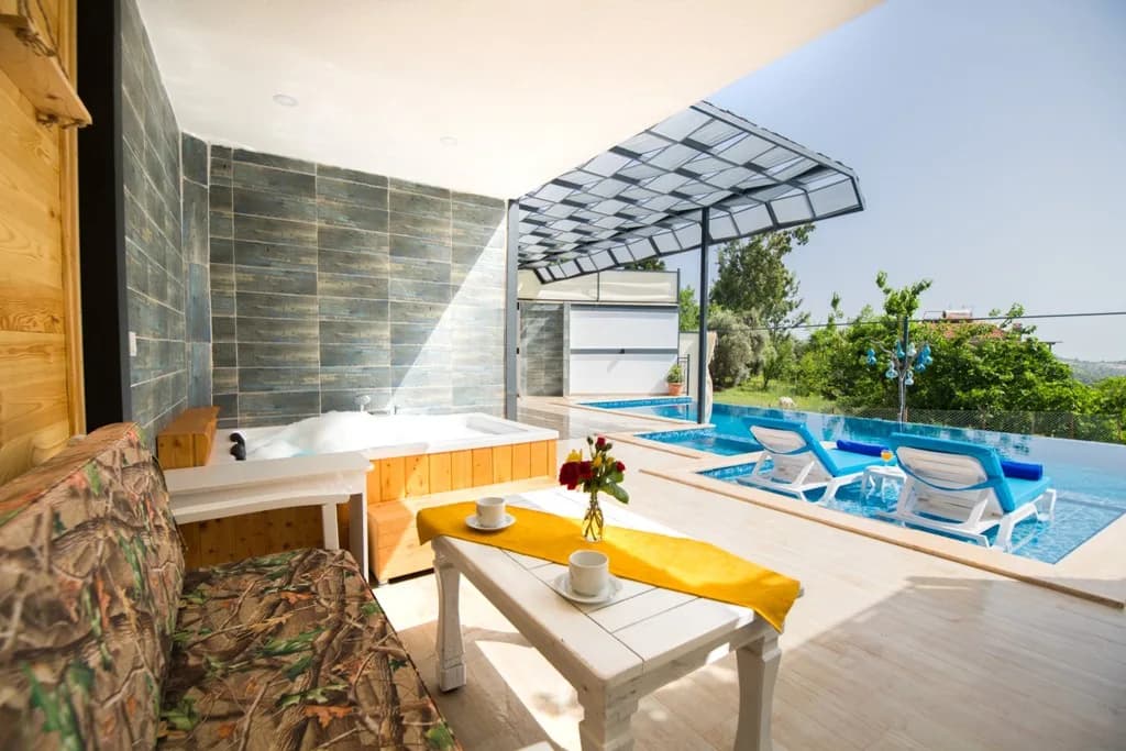 Kalkan İslamlar'da Doğa Manzaralı, Özel Havuzlu, Jakuzili Villa görsel 3