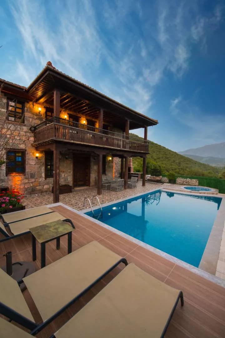 Fethiye Kayaköy'de Şehirden Uzakta, Özel Havuzlu, Taş Villa görsel 1