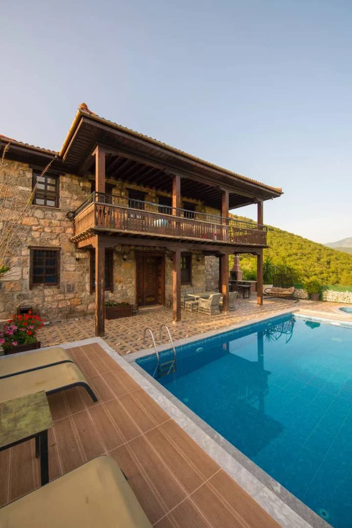 Fethiye Kayaköy'de Şehirden Uzakta, Özel Havuzlu, Taş Villa görsel 3