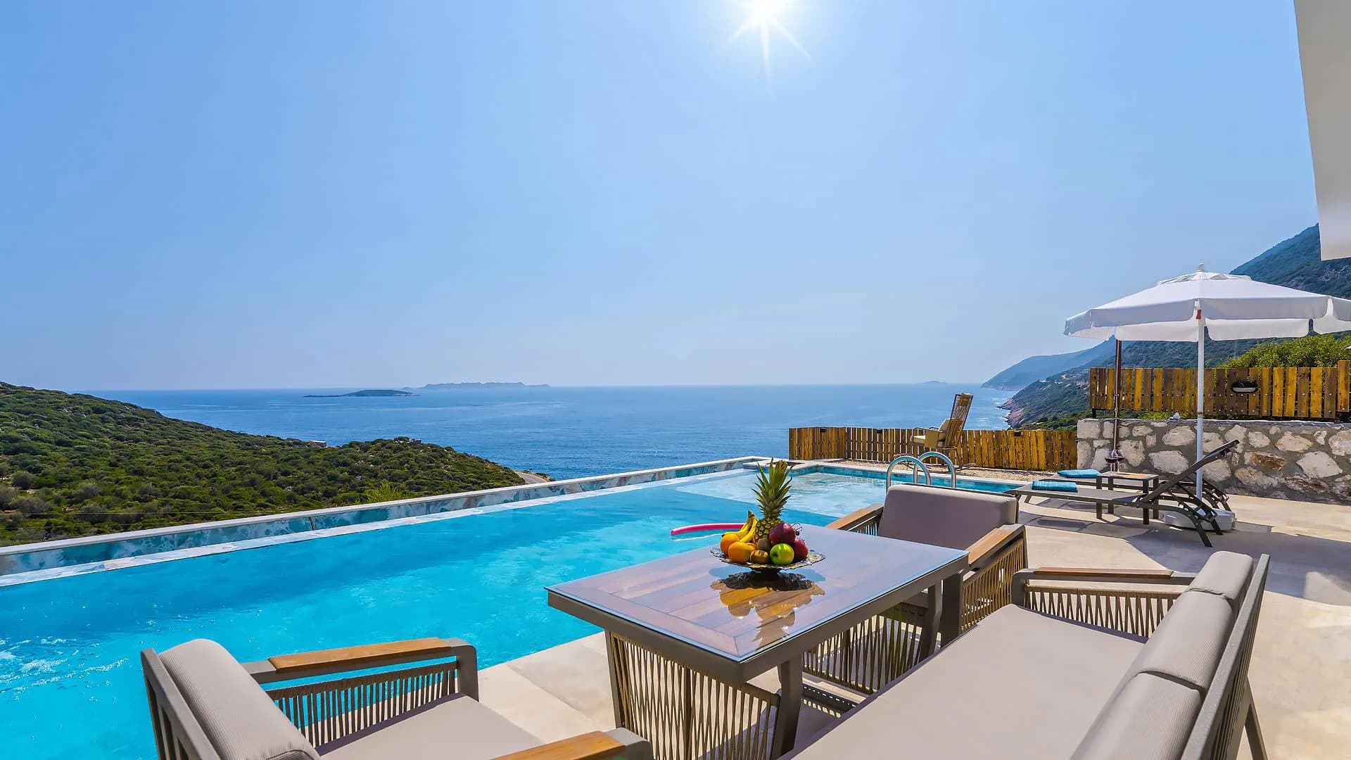 Kaş Gökçeören'de Deniz Manzaralı, Özel Havuzlu, Jakuzili Villa görsel 1