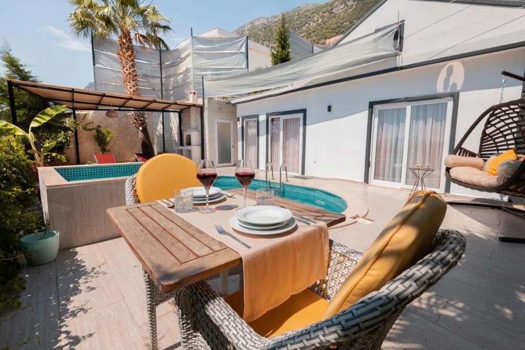 Kalkan Kördere'de Harika Deniz Manzaralı, Özel Havuzlu, Jakuzili Villa görsel 1