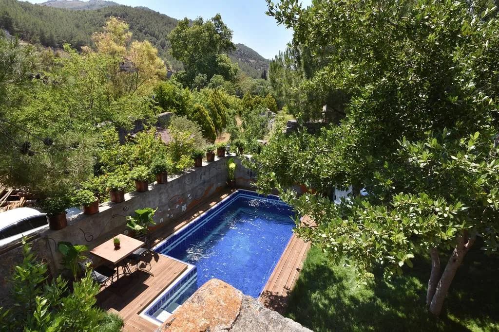 Fethiye Kayaköy'de Rum Mimarisine Sahip, Özel Havuzlu, Bahçeli Villa görsel 3
