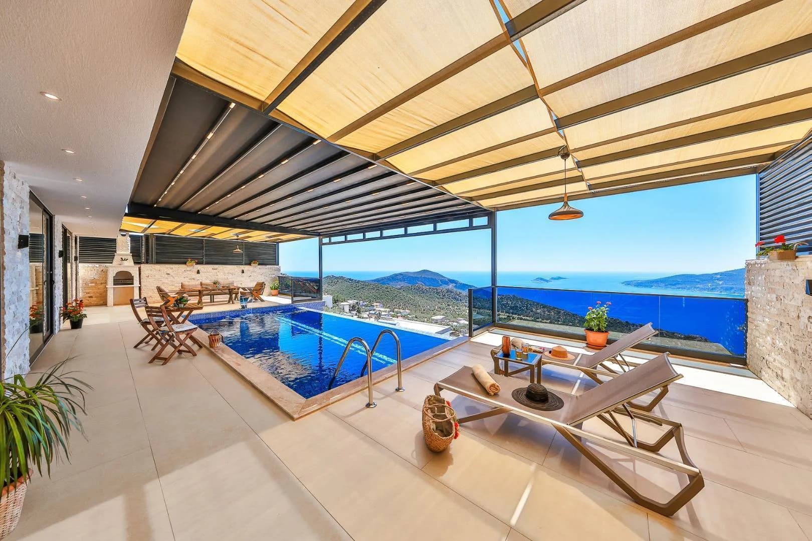 Kaş Bezirgan'da Muhteşem Deniz Manzaralı, Özel Havuzlu, 1+1 Villa görsel 3