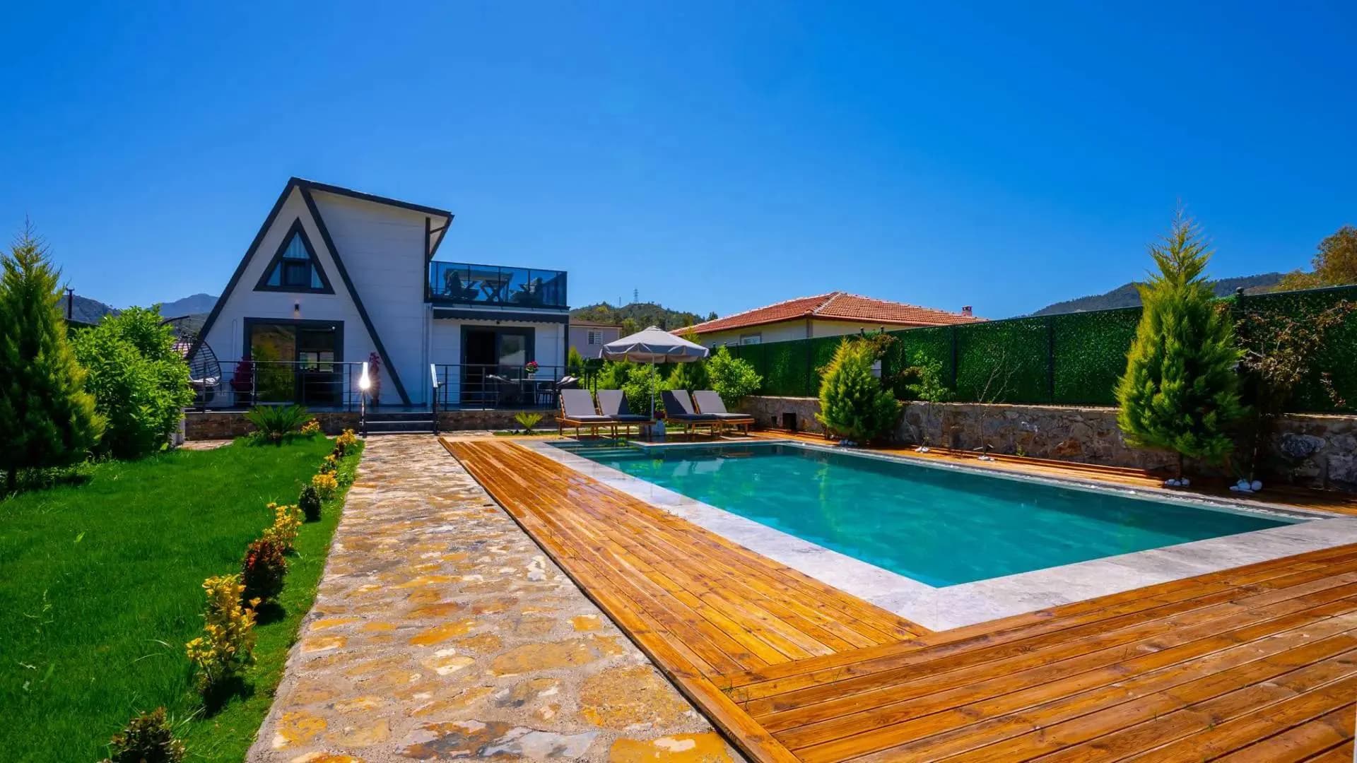 Muğla Marmaris'te Harika Doğada, Isıtmalı Havuzlu, Kiralık Bungalov görsel 1