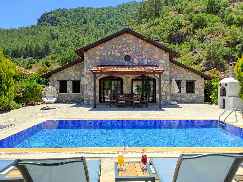 Fethiye Kayaköy'de Huzurlu Doğa İçerisinde, Özel Havuzlu, Taş Villa görsel 2