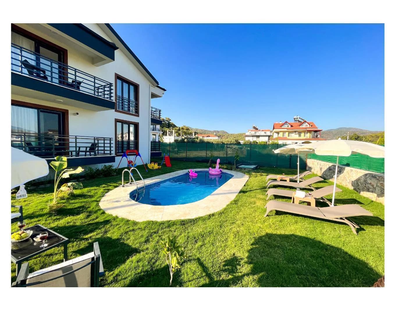 Fethiye Çiftlik'te Plaja Yürüme Mesafesinde, Özel Havuzlu, Kiralık Villa görsel 1