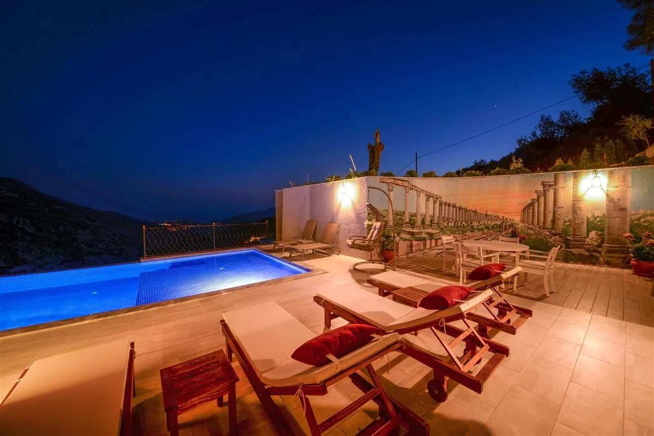 Kaş İslamlar'da Muhteşem Doğa Manzaralı, Özel Havuzlu, Taş Villa görsel 2