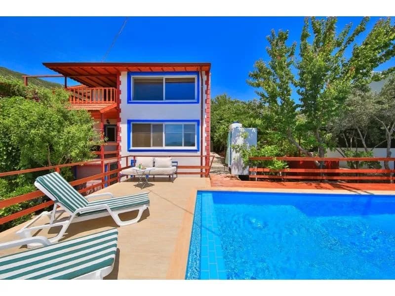 Kaş Çukurbağ'da Dağ Manzaralı, Özel Havuzlu, Kiralık Otantik Villa görsel 1