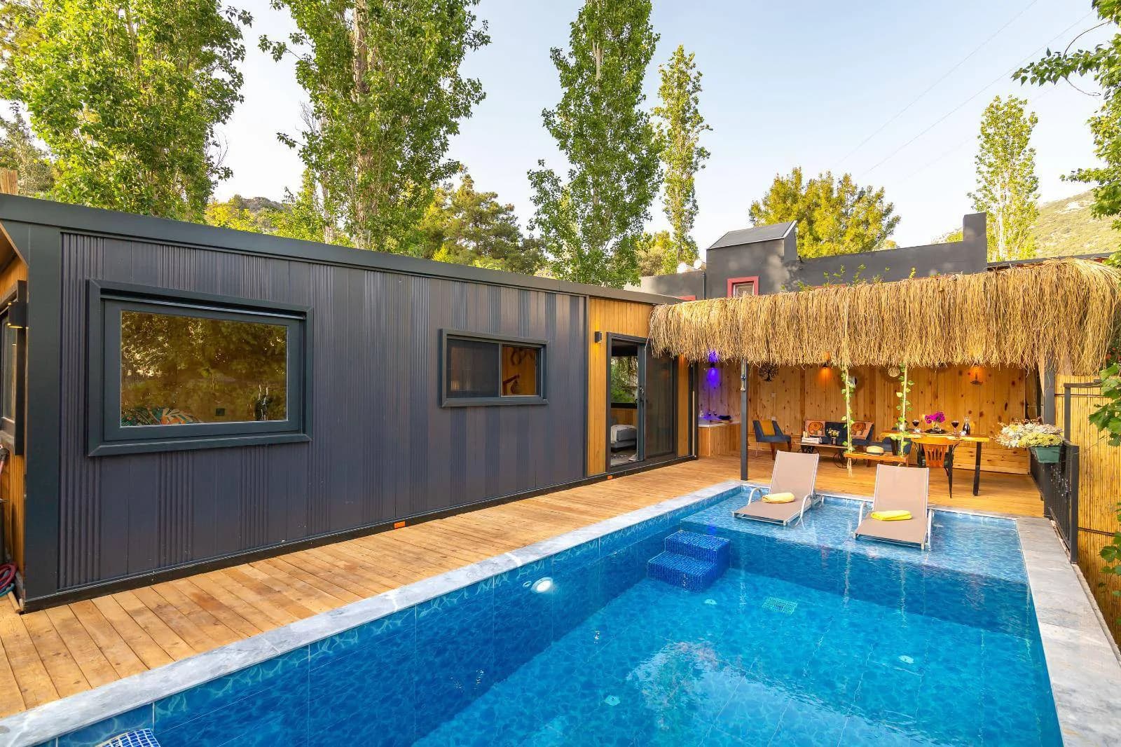 Kaş İslamlarda Minimalist Tasarımlı, Özel Havuzlu, 1+1 Tiny House görsel 3