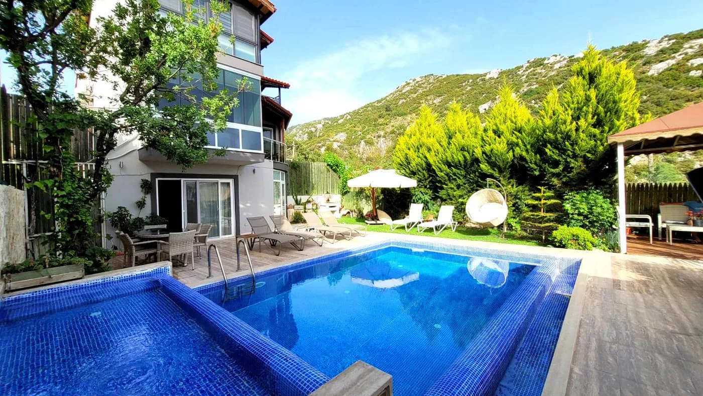 Kaş İslamlar'da Doğa Manzaralı, Özel Havuzlu, Modern Villa görsel 3