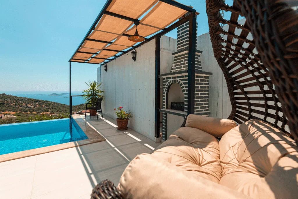 Kaş Kördere'de Muhteşem Deniz Manzaralı, Özel Havuzlu, Kiralık Villa görsel 2