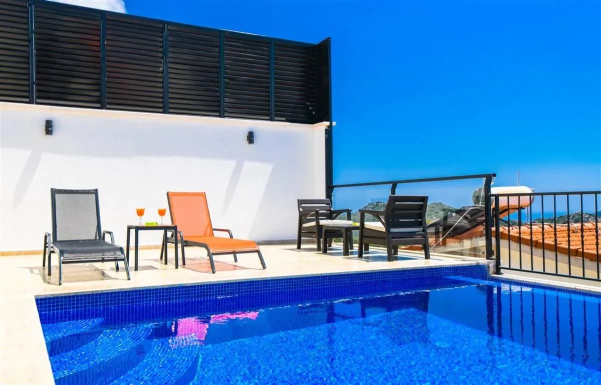 Kaş Kördere'de Balayı Çiftlerine Uygun, Özel Havuzlu, 1+1 Villa görsel 2