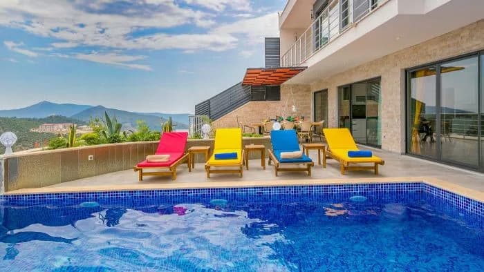 Kaş İslamlar'da Deniz ve Doğa Manzaralı, Özel Havuzlu, Kiralık Villa görsel 3