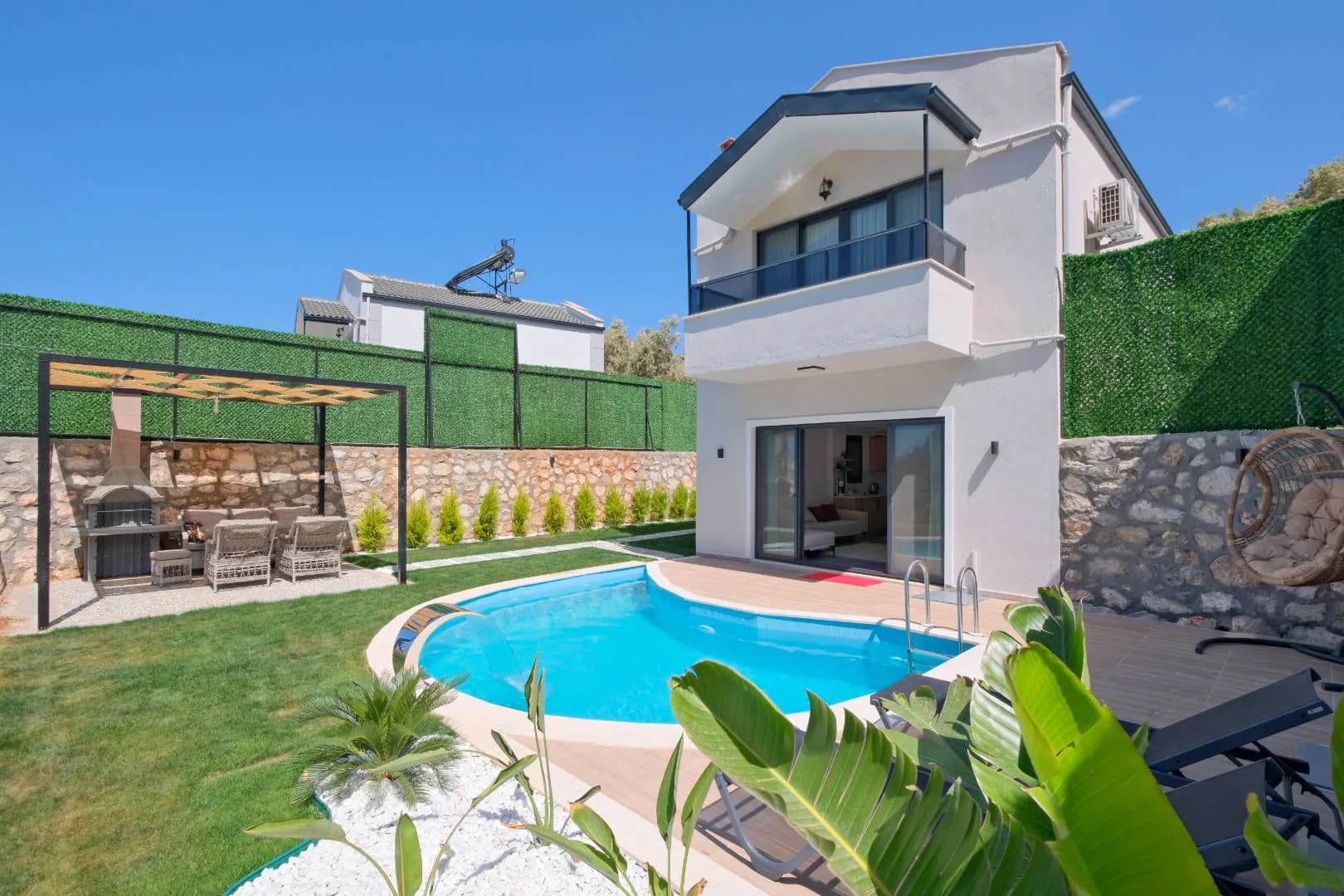 Fethiye Karaağaç'ta Deniz Manzaralı, Özel Havuzlu, Bohem Villa görsel 3