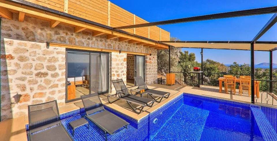 Kaş Gökseki'de Enfes Deniz Manzaralı, Özel Havuzlu, Kiralık Villa görsel 3