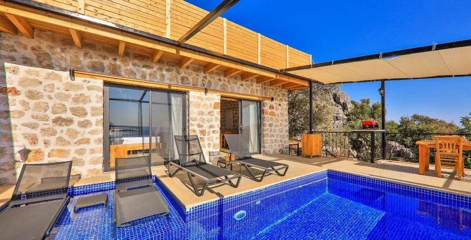 Kaş Gökseki'de Enfes Deniz Manzaralı, Özel Havuzlu, Kiralık Villa görsel 2