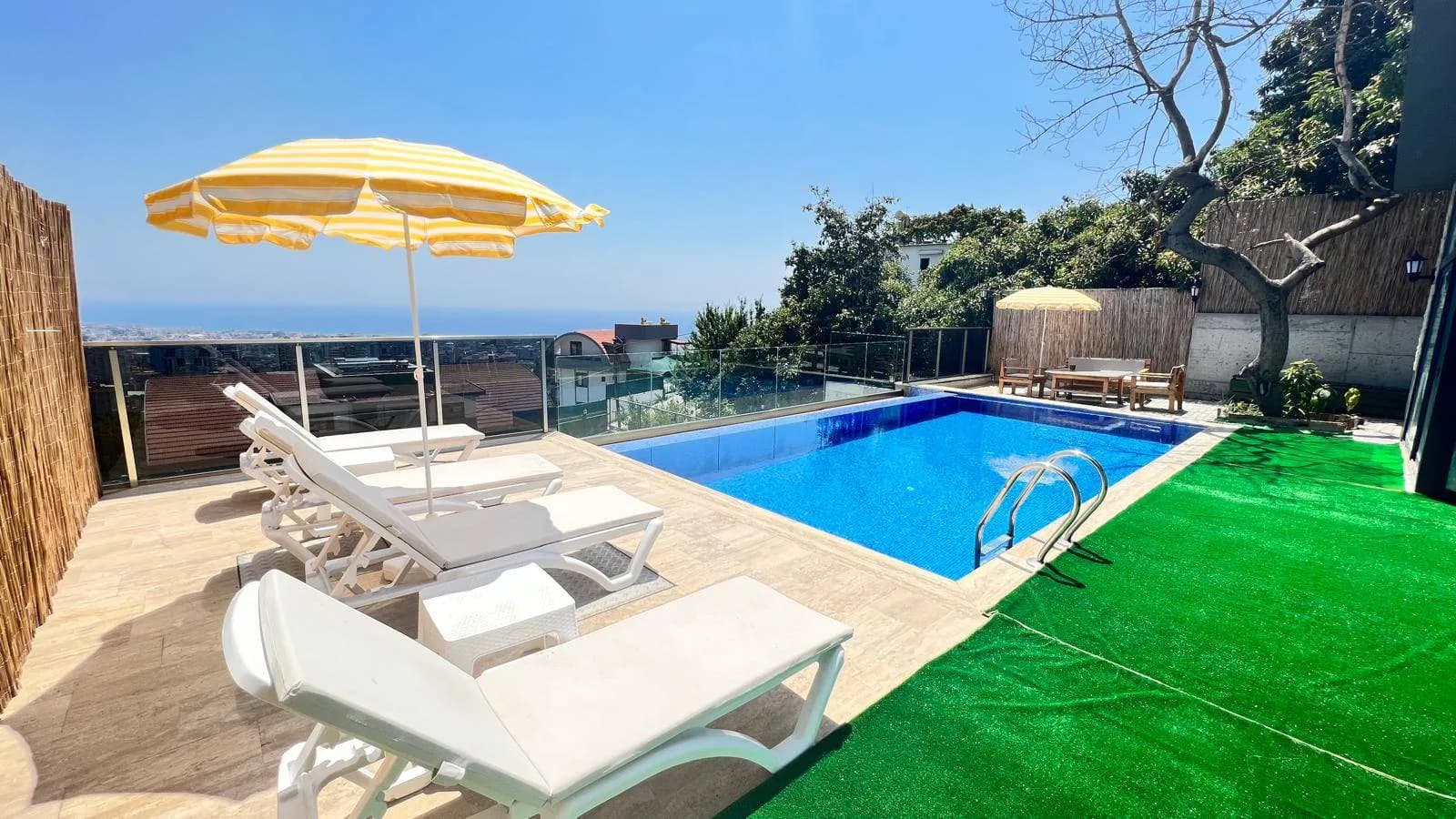 Alanya Büyükhasbahçe'de Modern Tasarımlı, Özel Havuzlu, 2+1 Villa görsel 2
