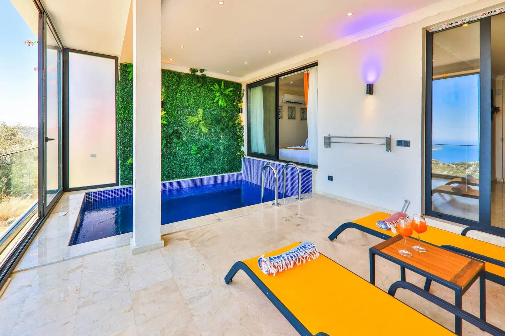 Kaş Bezirgan'da Balayı Çiftlerine Uygun, Kapalı Havuzlu, Kiralık Suit görsel 3